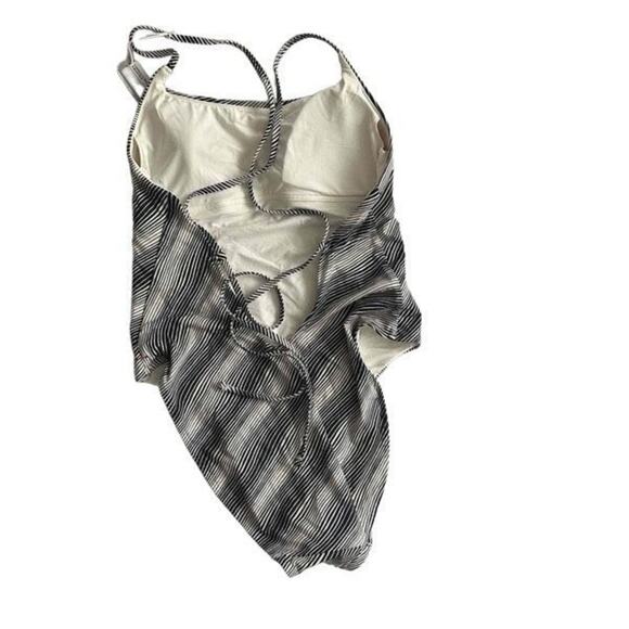 NWT Everlane Swim The String One Piece Bathing Suit in Black White Stripe Size S - Picture 7 of 8
